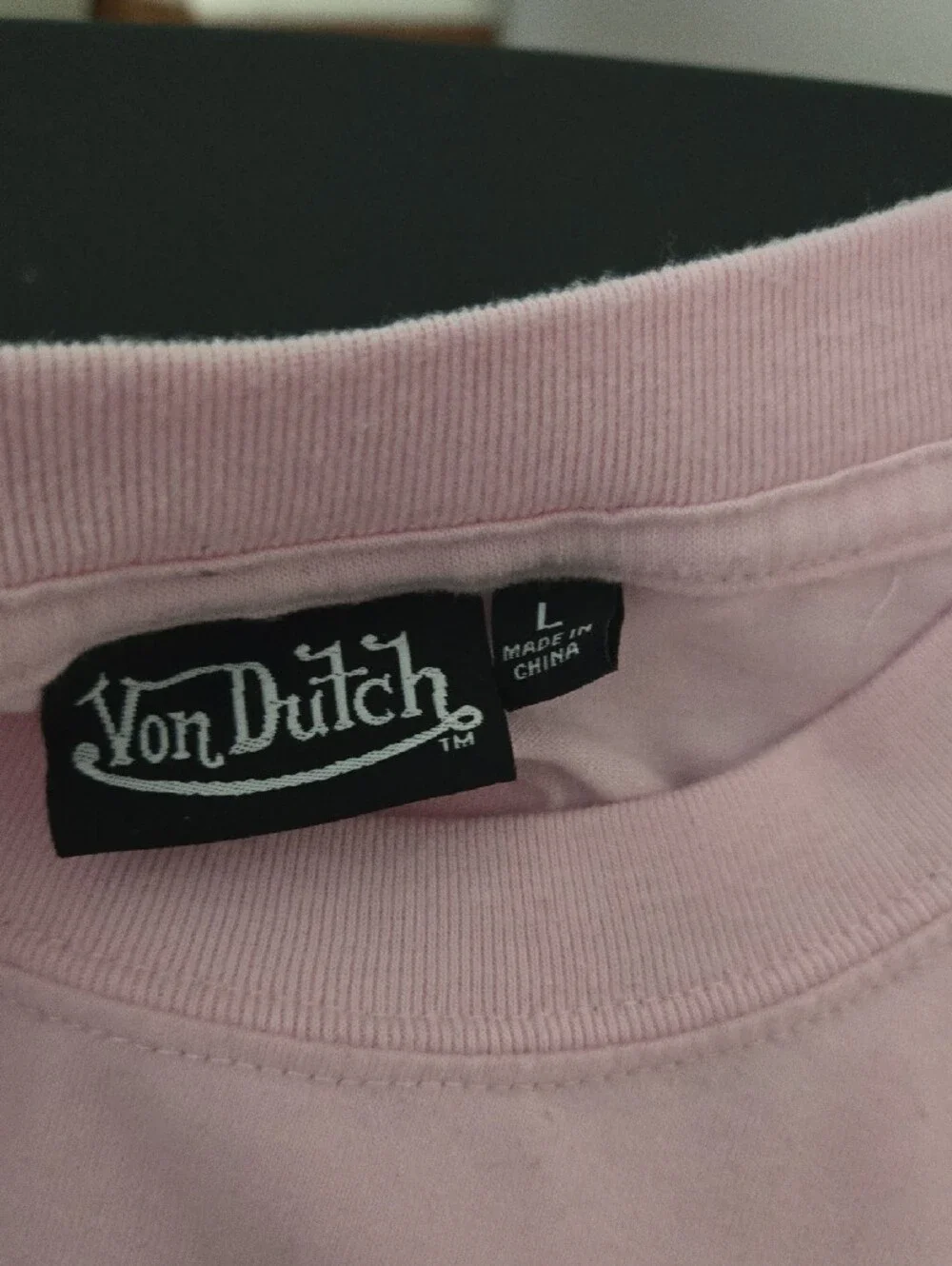 Von Dutch Mens Light Pink Logo Tee - Picture 4 of 4